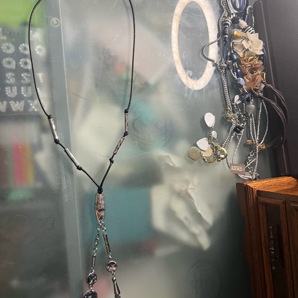 Chico's Silver and Black Layered Necklace